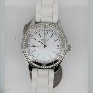Relic ZR11907 40mm White Silicone Quartz Watch Crystal Bezel – New Battery